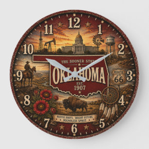 Reloj Redondo Grande Oklahoma Sooner State Western Prairie