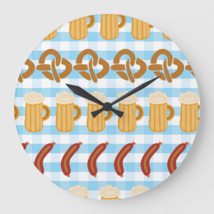 Reloj Redondo Grande Oktoberfest: cerveza, pretzel, patrón de salchicha