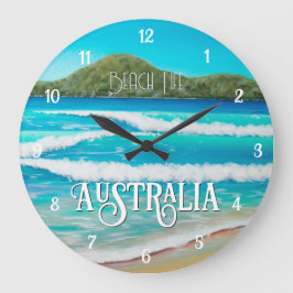 Reloj Redondo Grande Olas azules de la playa de ensueño pintando Austra