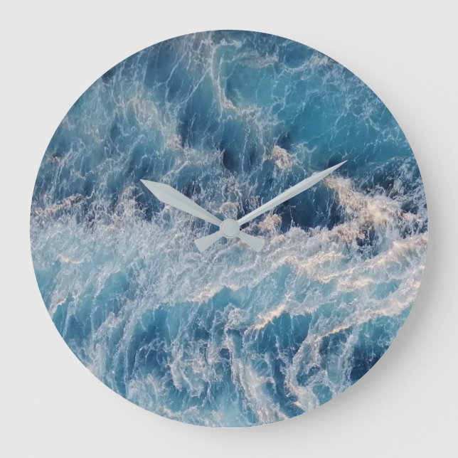Reloj Redondo Grande Olas azules del océano (Anverso)