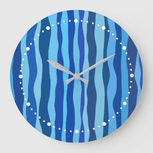 Reloj Redondo Grande Olas de azul cian naval cobalto azul cielo