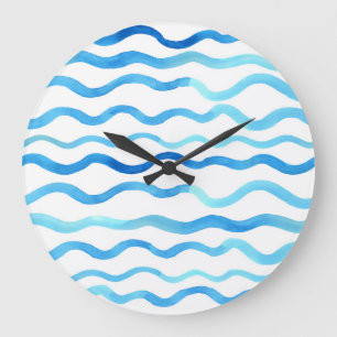 Reloj Redondo Grande Olas de color agua: azul turquesa sin soldadura.