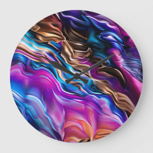 Reloj Redondo Grande Olas de colores Abstract Art Clock