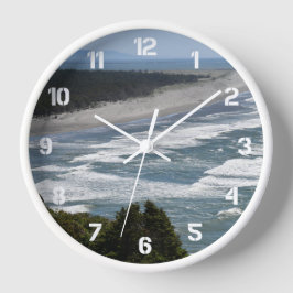 Reloj Redondo Grande Olas de playa en la costa paisaje marino