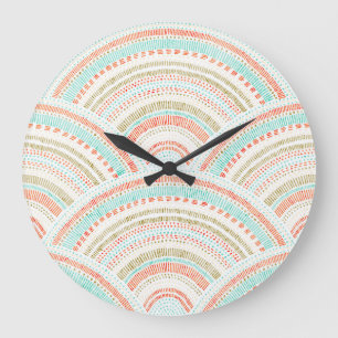 Reloj Redondo Grande Olas de Seigaiha: Patrón de onda de época