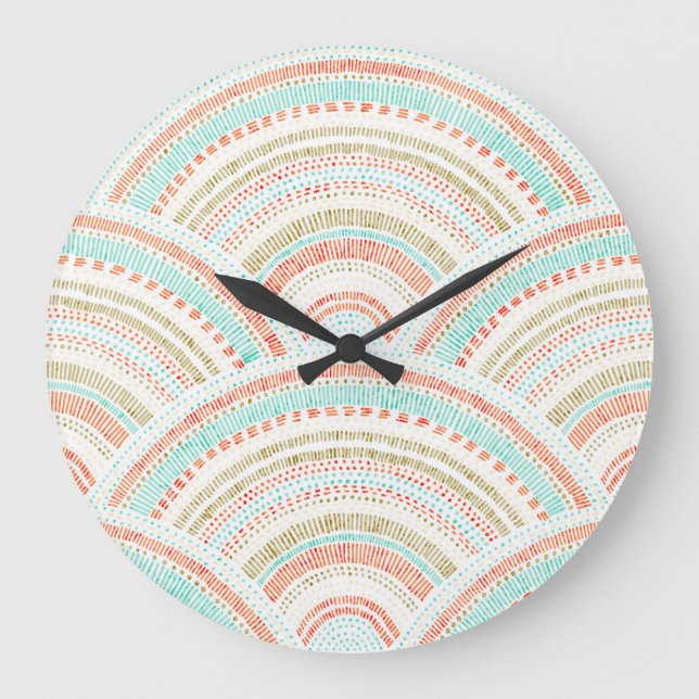 Reloj Redondo Grande Olas de Seigaiha: Patrón de onda de época (Anverso)