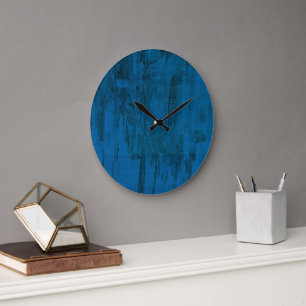 Reloj Redondo Grande Olas del Océano de Medianoche Azul Profundo Abst