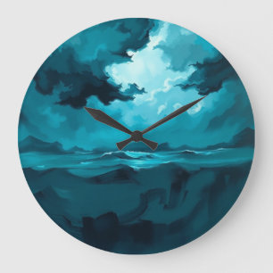 Reloj Redondo Grande Olas del Océano Temperamentales Bajo Cielo Torment