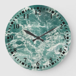 Reloj Redondo Grande Olas del océano verde azul