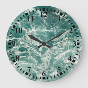 Reloj Redondo Grande Olas del océano verde azul