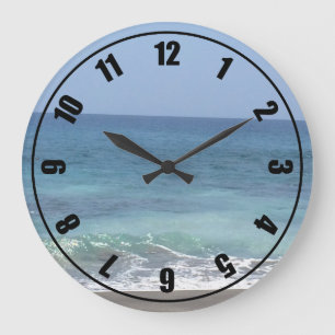 Reloj Redondo Grande Olas del océano y playa de arena