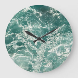 Reloj Redondo Grande Olas verdes azules del océano