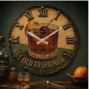 Reloj Redondo Grande Old Fashioned Cocktail Whiskey Bar Decor