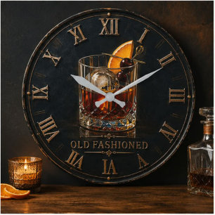 Reloj Redondo Grande Old Fashioned Whiskey Cocktail Bar Decor
