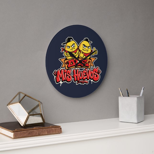 Reloj Redondo Grande Ole mis huevos 2 (Oficina)