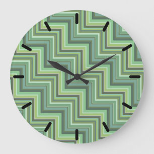Reloj Redondo Grande Olive green stripes stairs pattern