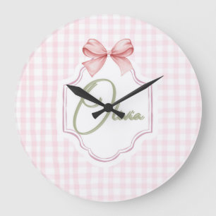 Reloj Redondo Grande Olivia Lazo Rosa Personalizado e Impresión a Cuadr