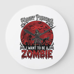 Reloj Redondo Grande Olvidar Princesa Zombie Luna de Sangre Murciélagos