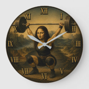Reloj Redondo Grande Olympic Weightlifter Funny Mona Lisa