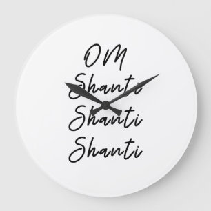 Reloj Redondo Grande Om shanti shanti shanti shanti camiseta con mantra