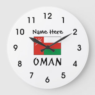 Reloj Redondo Grande Oman and Omani Flag with Your Name