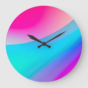 Reloj Redondo Grande Ombre acuarela abstracta pastel rosa azul