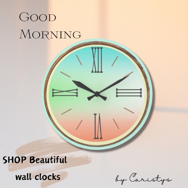 Reloj Redondo Grande Ombre Aqua, Verde, Coral (Subido por el creador)