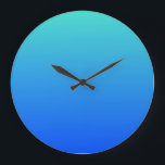 Reloj Redondo Grande Ombre azul turquesa<br><div class="desc">Fondo simple,  azul claro y turquesa oscuro o degradado. Puede agregar un mensaje personalizado.</div>