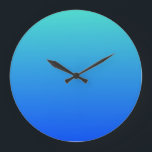 Reloj Redondo Grande Ombre azul turquesa<br><div class="desc">Fondo simple,  azul claro y turquesa oscuro o degradado. Puede agregar un mensaje personalizado.</div>