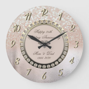 Reloj Redondo Grande Ombre Bokeh Diamantes 25 Aniversario de Boda