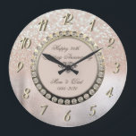 Reloj Redondo Grande Ombre Bokeh Diamonds 25° Aniversario Boda<br><div class="desc">Elegante reloj de aniversario de boda de diamantes de oro.</div>