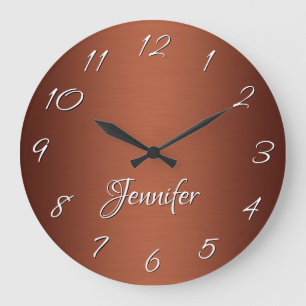 Reloj Redondo Grande Ombre de Cobre Bruñido Oscuro Personalizado