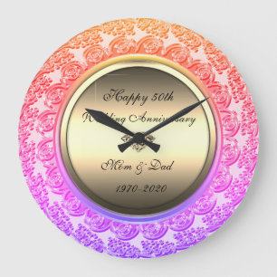 Reloj Redondo Grande Ombre de diamante dorado 50 aniversario Boda