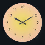 Reloj Redondo Grande Ombre de gradiente amarillo de color rosa de la ca<br><div class="desc">Hermosa acuarela digital Peach Yellow gradiente diseño sombrío. Regalos de verano degradados.</div>