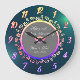 Reloj Redondo Grande Ombre Floral Swirls,Verde 50 Boda