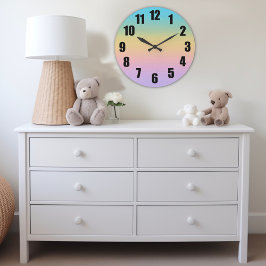 Reloj Redondo Grande Ombre gradiente de arcoiris pastel