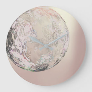 Reloj Redondo Grande Ombre Pearly Rose Gold Metallic Abstract  Crystal