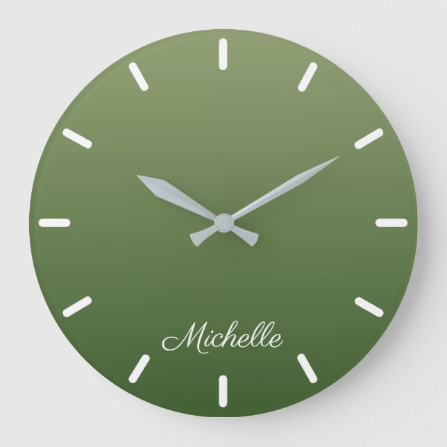 Reloj Redondo Grande Ombre verde personalizado (Anverso)
