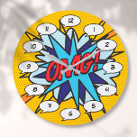 Reloj Redondo Grande OMG Diversión Retro Libro de historietas Pop Art<br><div class="desc">Relajados relojes pop de historietas de superhéroes de moda que seguro añaden un toque de color a una amplia gama de habitaciones alrededor de su casa u oficina. Una manera ideal de tratarte a ti mismo o a alguien que conozcas con estos geniales y únicos relojes de diseño de historietas....</div>