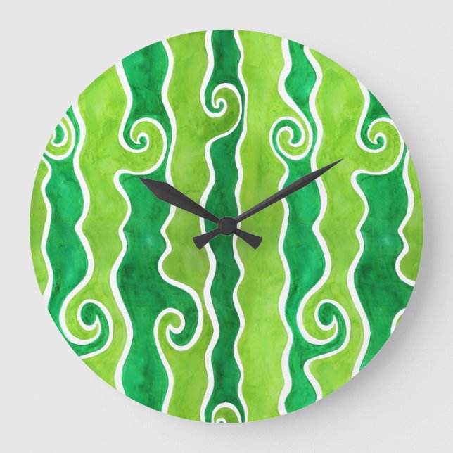 Reloj Redondo Grande Ondas de cal verde (Anverso)