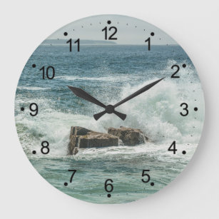 Reloj Redondo Grande Ondas oceánicas de Maine Coast Acadia