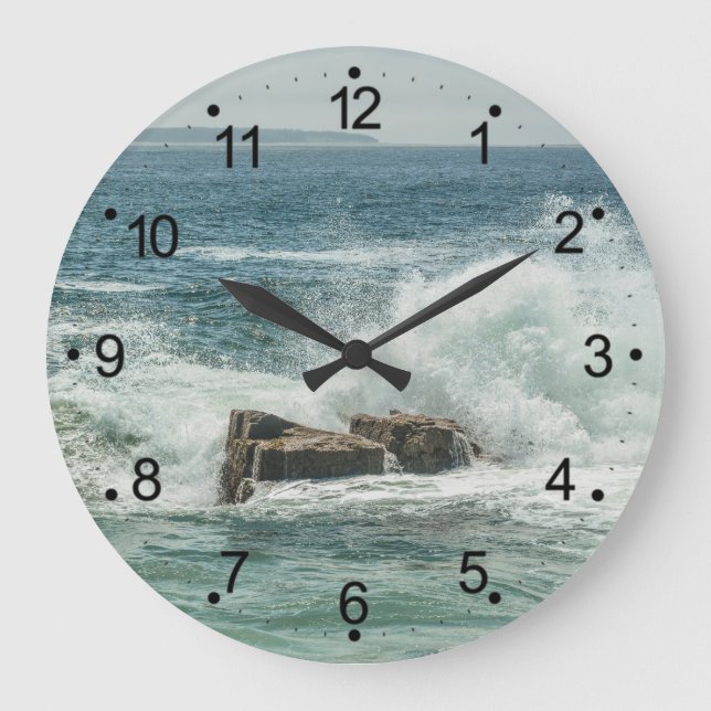 Reloj Redondo Grande Ondas oceánicas de Maine Coast Acadia (Anverso)