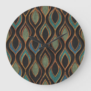 Reloj Redondo Grande Ondas talladas: Textura de cobre de bronce