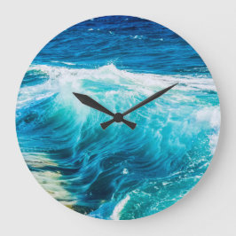 Reloj Redondo Grande Ondas turquesas del océano