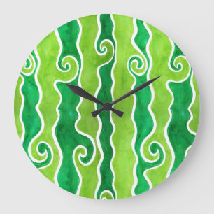 Reloj Redondo Grande Ondas verdes de la cal