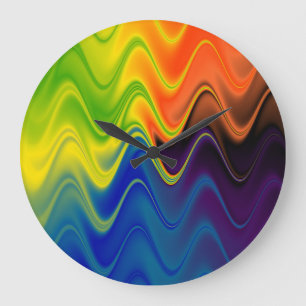 Reloj Redondo Grande Ondulado Multicolor Abstracto