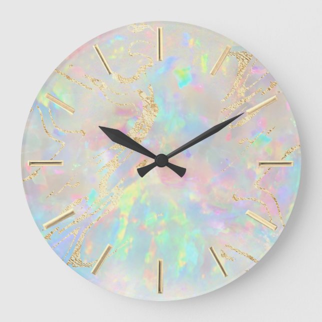 Reloj Redondo Grande opal de Relieve metalizado de FAUX (Anverso)