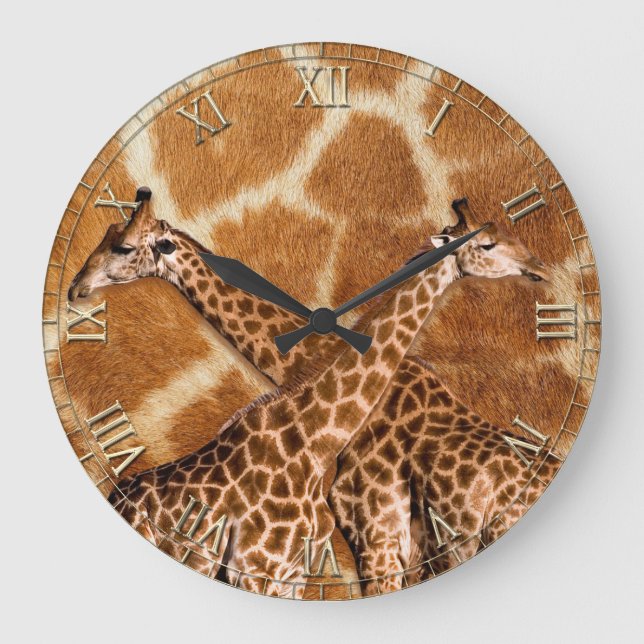 Reloj Redondo Grande Opciones de Giraffe 1A y Numeral (Anverso)