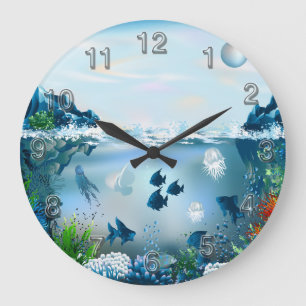 Reloj Redondo Grande Opciones numéricas de bloques de pared subacuático