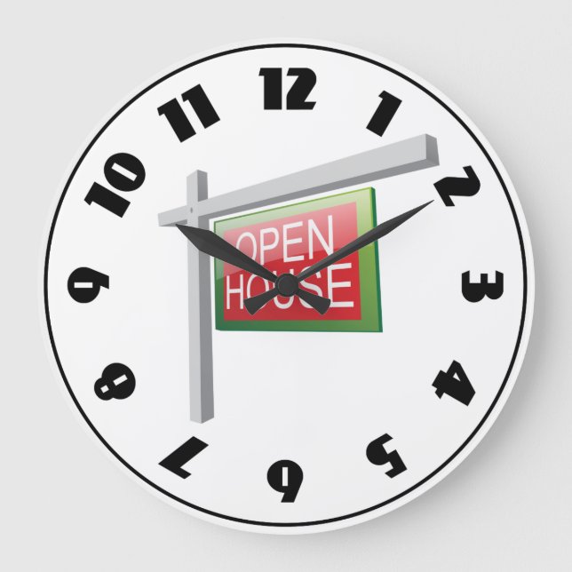 Reloj Redondo Grande Open House Sign Clock (Anverso)